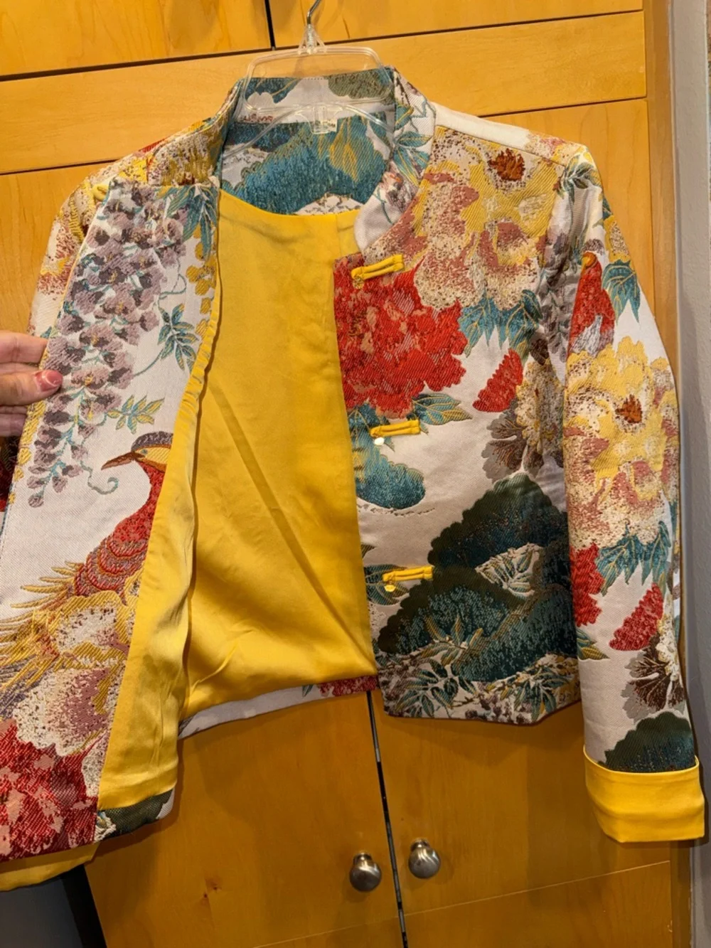 Floral Brocade Mandarin Collar Jacket in Multi-Color - Picture 6 of 10